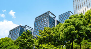 Central park lawn and financial center office building, Chongqing, China